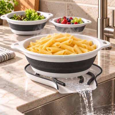 Corus® Collapsible Colander Drain Set